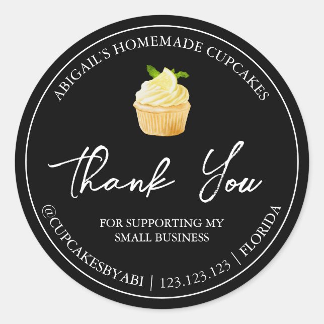 Simple Homemade Cupcake Thank You Label (Front)