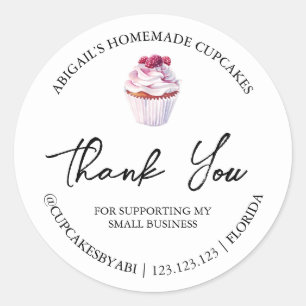 Simple Homemade Cupcakes Thank You Label