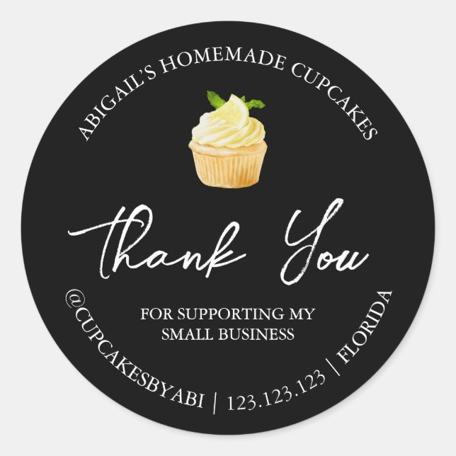 Simple Homemade Cupcakes Thank You Label (Front)