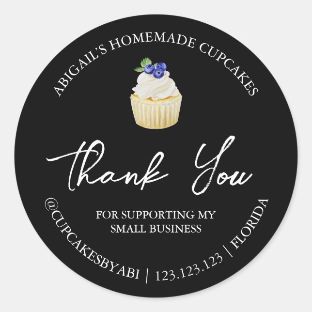 Simple Homemade Cupcakes Thank You Label (Front)