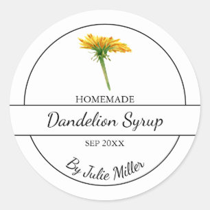 Simple Homemade Dandelion Syrup Label White