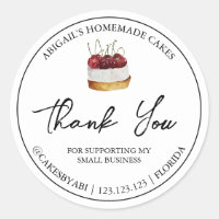 Simple Homemade Dessert Cake Thank You Label