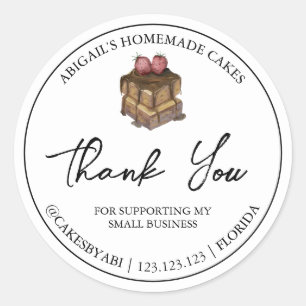 Simple Homemade Dessert Cake Thank You Label