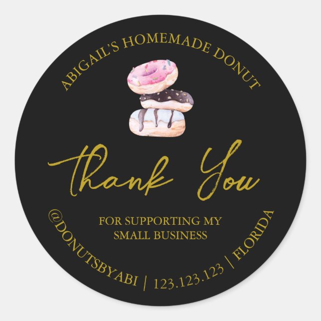 Simple Homemade Doughnut Thank You Label (Front)