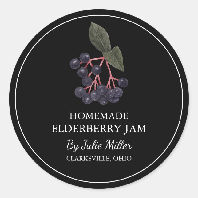 Simple Homemade Elderberry Jam Label (Front)