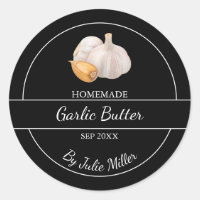 Simple Homemade Garlic Butter Label | Black