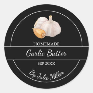 Simple Homemade Garlic Butter Label   Black
