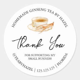 Simple Homemade Ginseng Root Tea Thank You Label