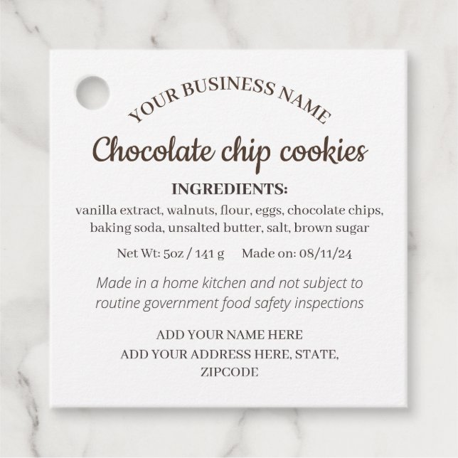 Simple Homemade Goods Gift Tag (Front)