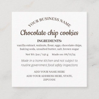Simple Homemade Goods Product Insert Card