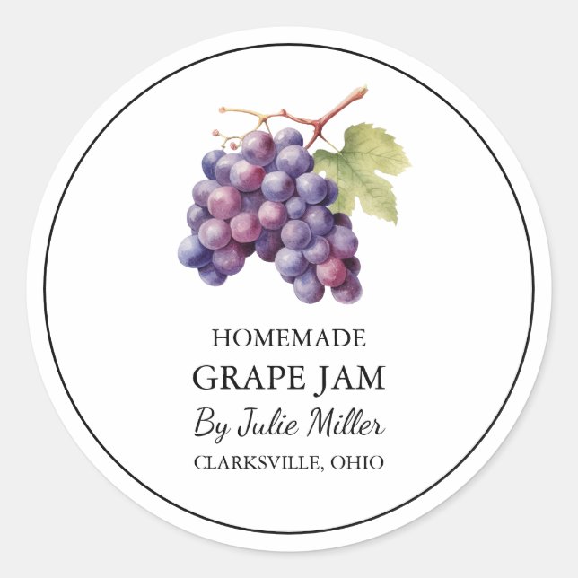 Simple Homemade Grape Jam Label (Front)