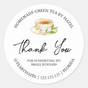 Simple Homemade Green Tea Thank You Label