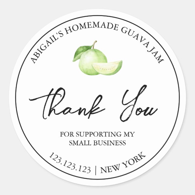 Simple Homemade Guava Jam Thank You Label (Front)