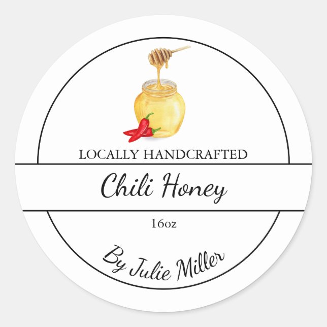 Simple Homemade Hot Chilli infused Honey Label (Front)