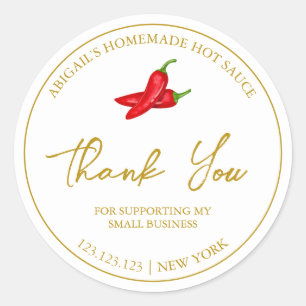 Simple Homemade Hot Chilli Sauce Thank You Label