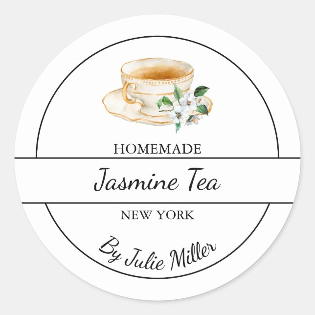 Simple Homemade Jasmine Tea Label (Front)
