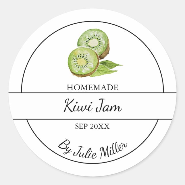 Simple Homemade Kiwi Jam Label (Front)