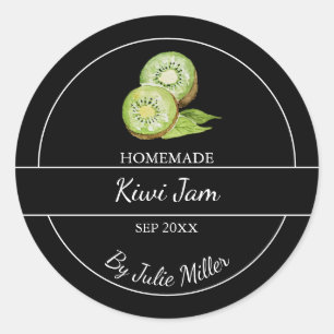 Simple Homemade Kiwi Jam Label   Black