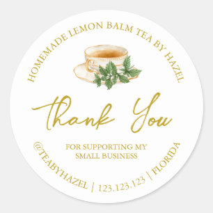 Simple Homemade Lemon Balm Tea Thank You Label