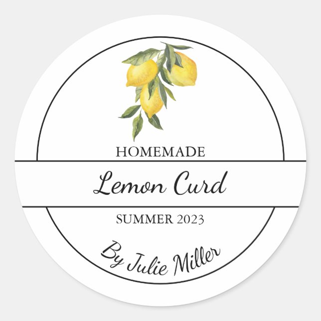 Simple Homemade Lemon Curd Label (Front)
