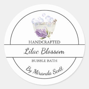 Simple Homemade Lilac Bubble Bath Label
