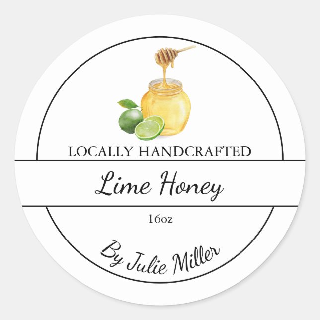 Simple Homemade Lime infused Honey Label (Front)