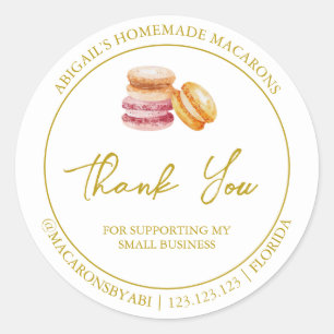 Simple Homemade Macaron Thank You Label