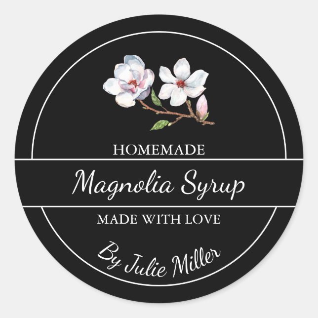 Simple Homemade Magnolia Syrup Label (Front)