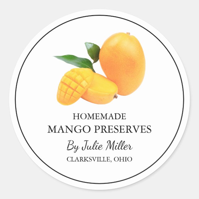 Simple Homemade Mango Preserves Label (Front)