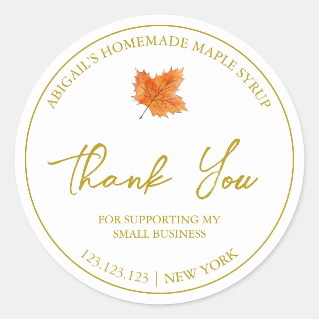 Simple Homemade Maple Syrup Thank You Label (Front)