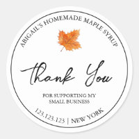 Simple Homemade Maple Syrup Thank You Label