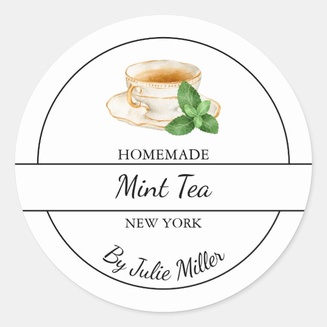 Simple Homemade Mint Tea Label (Front)