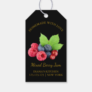 Simple Homemade Mixed Berry Jam Hang Tag l Black