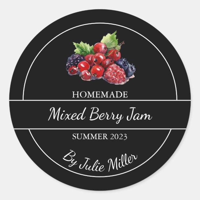 Simple Homemade Mixed Berry Jam Label (Front)