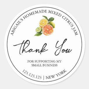 Simple Homemade Mixed Citrus Jam Thank You Label