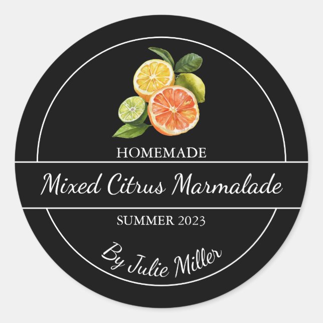 Simple Homemade mixed citrus marmalade Label (Front)