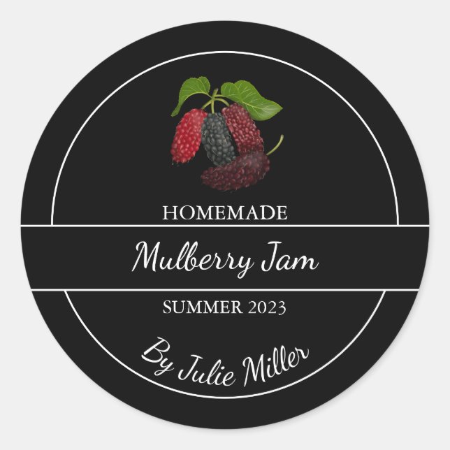 Simple Homemade Mulberry Jam Label (Front)