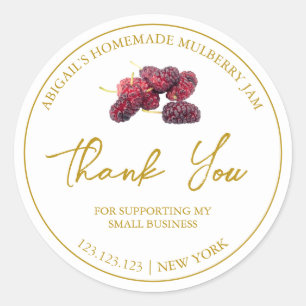 Simple Homemade Mulberry Jam Thank You Label