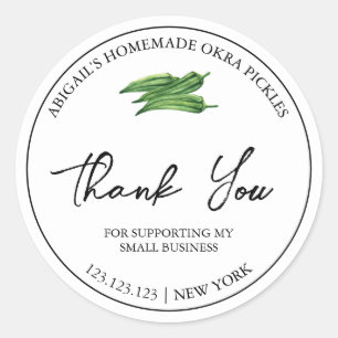 Simple Homemade Okra Pickle Thank You Label