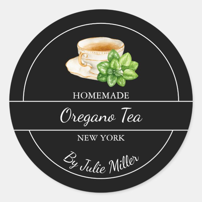 Simple Homemade Oregano Tea Label (Front)
