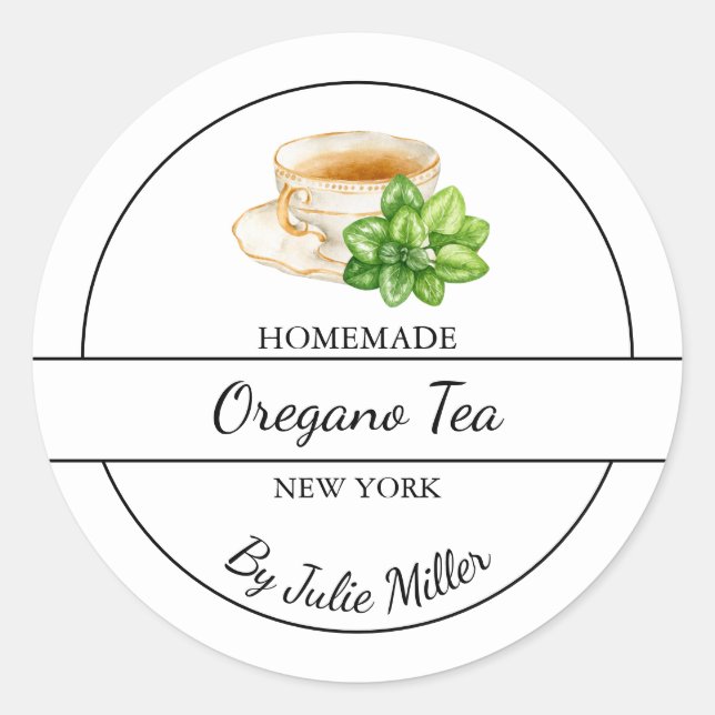 Simple Homemade Oregano Tea Label (Front)