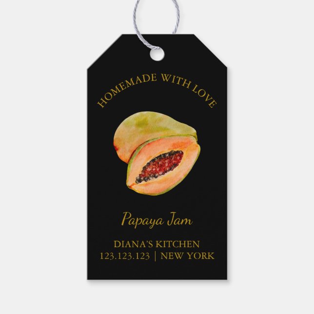 Simple Homemade Papaya Jam Hang Tag l Black (Front)