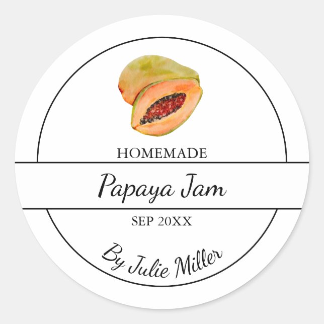Simple Homemade Papaya Jam Label (Front)