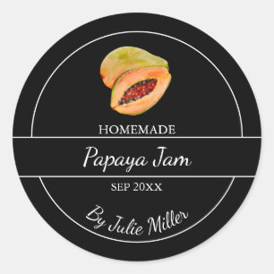 Simple Homemade Papaya Jam Label   Black