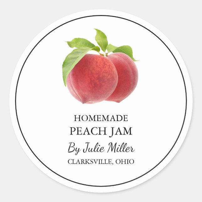 Simple Homemade Peach Jam  Label (Front)