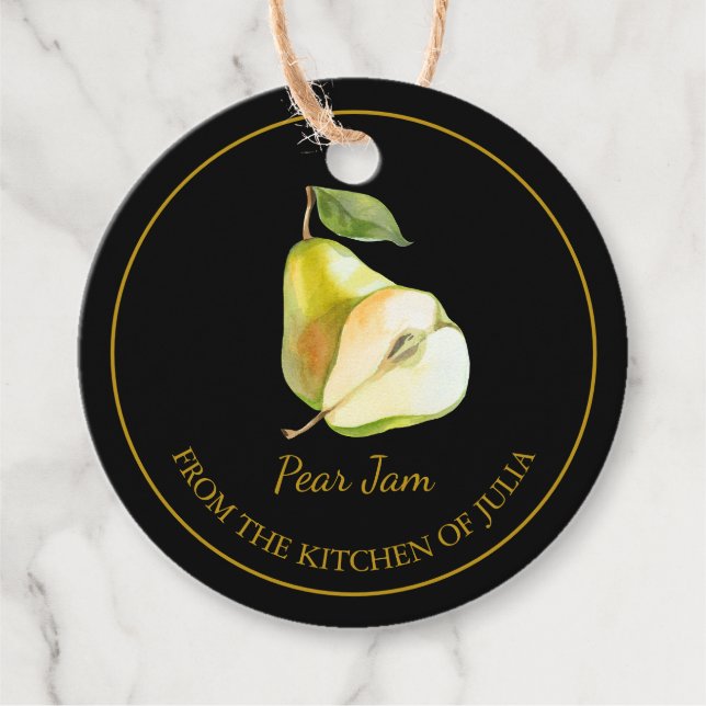 Simple Homemade Pear Jam Hang Tag l Black (Front)