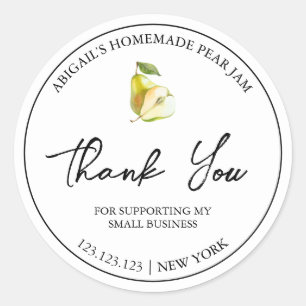 Simple Homemade Pear Jam Thank You Label