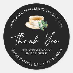 Simple Homemade Peppermint Tea Thank You Label