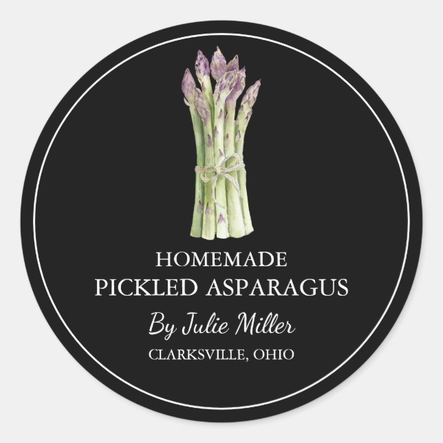 Simple Homemade Pickled Asparagus Label (Front)
