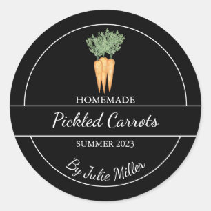 Simple Homemade Pickled Carrots Label Black
